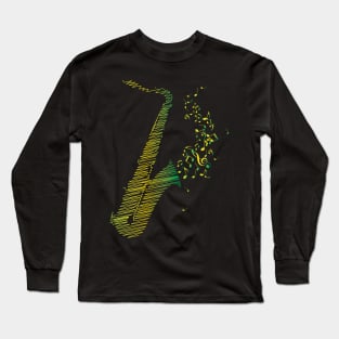 Creative Saxophone Art - Green Mix Long Sleeve T-Shirt